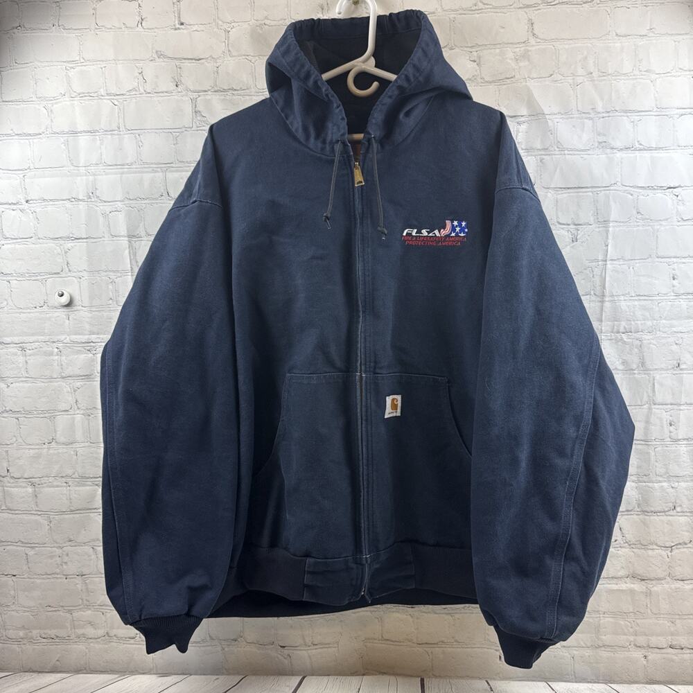 Carhartt Blue Helmets to Hardhats Jacket Men's‎ 3XL lined J131-DNY FLSA USA - Picture 3 of 12